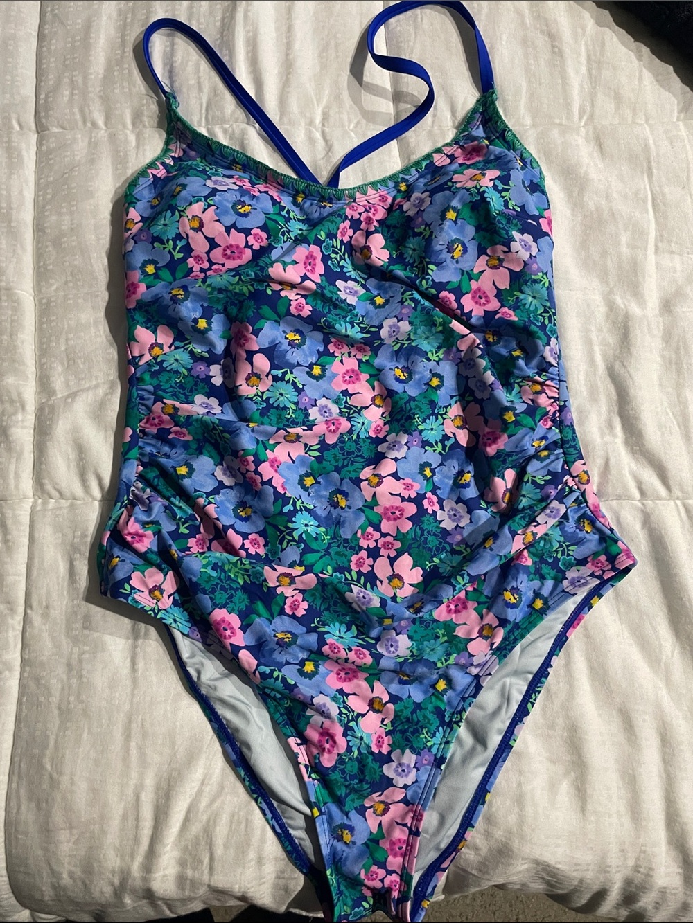 Cupshe women’s Floral One-Piece Swimsuit - Blue/Pink